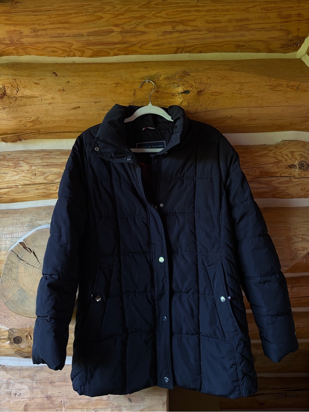 Tommy Hilfiger Black Quilted Mid-Length Puffer Jacket